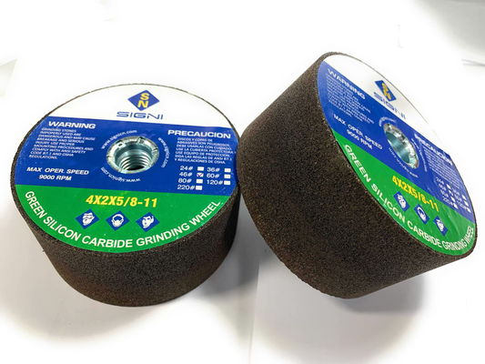 Macina verde abrasiva a 4 pollici del carburo di silicio con il filo 5/8-11 per la sabbia del granito 4X2X5/8-11,60
