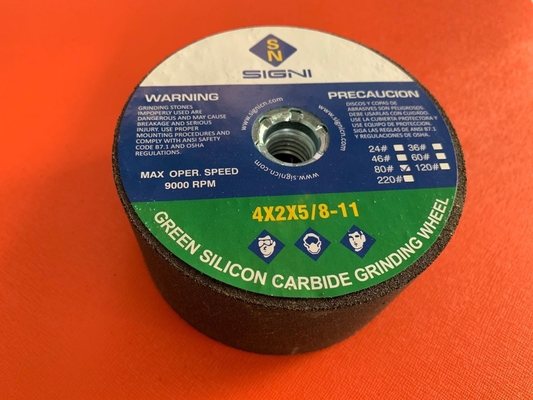 Macina verde abrasiva a 4 pollici del carburo di silicio con il filo 5/8-11 per la sabbia del granito 4X2X5/8-11,80