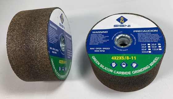 4 Inch Abrasive Green Silicon Carbide Grinding Stone With 5/8-11 Thread For Granite 4X2X5/8-11, 36Grit