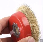 La tazza Ottone-rivestita della ciotola del filo di acciaio spazzola la spazzola metallica di disegno rivestita di rame d'ottone della ruota del tamburo