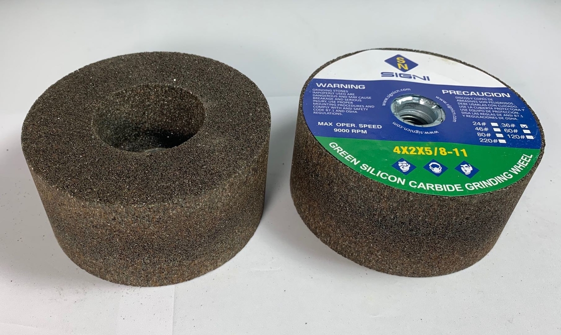 4 Inch Abrasive Green Silicon Carbide Grinding Stone With 5/8-11 Thread For Granite 4X2X5/8-11, 36Grit